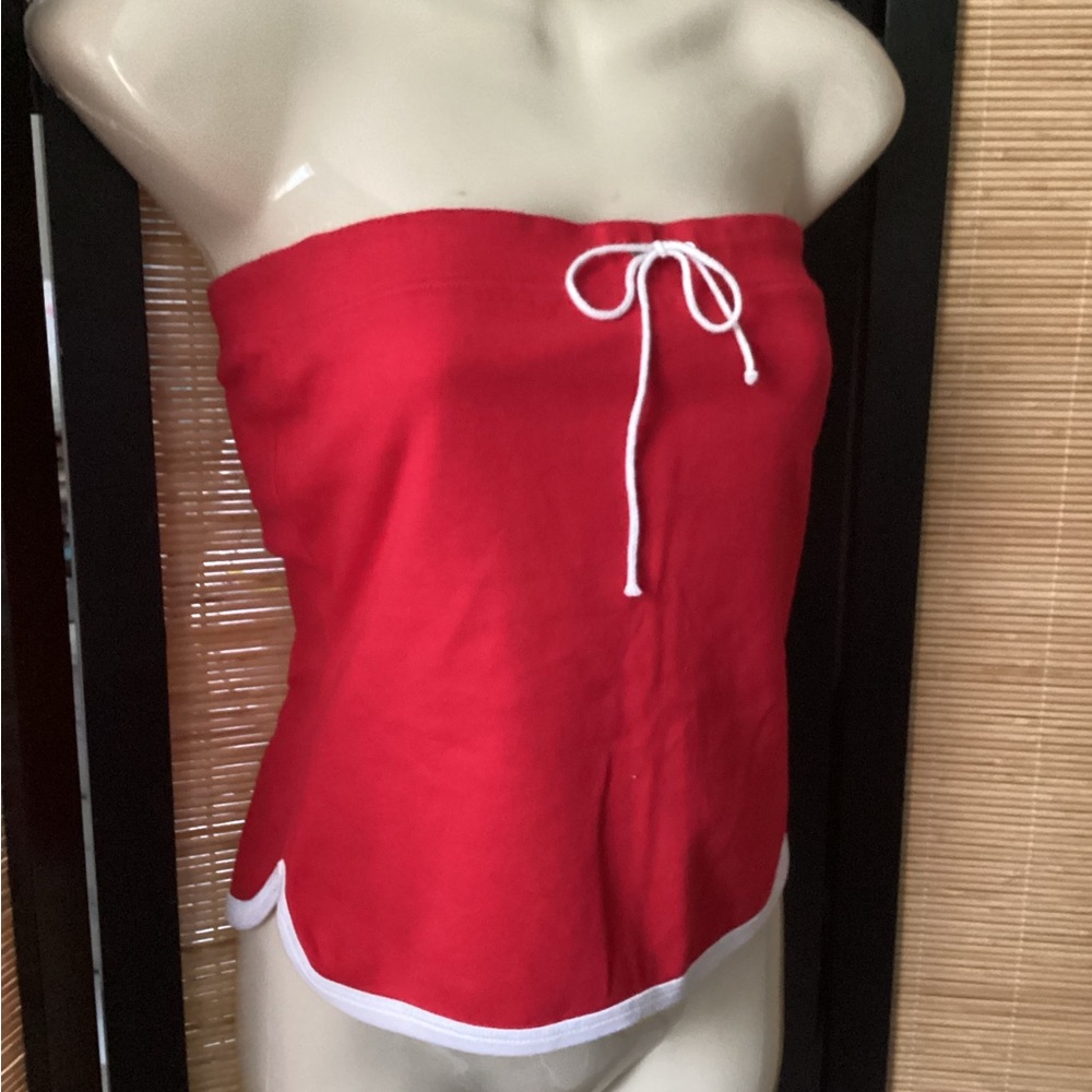 Vintage Y2K Energie Bandeau Top Sz L Red cropped EUC strapless